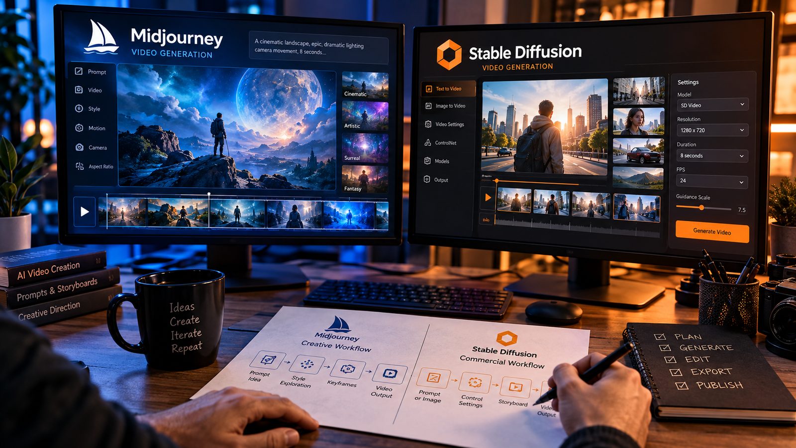midjourney video generation vs stable diffusion video